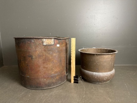 2x Vintage Cooper Buckets - 1x Large - 1x Small