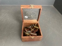 Kelvin and Hughes Brass Nautical Sextant - London 1917 and Timber and Brass Serving Tray - Smith Wylie and Co 1928 - 3