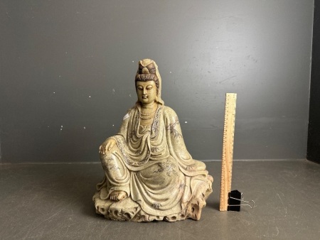 Heavy Stone Etched Asian Statue