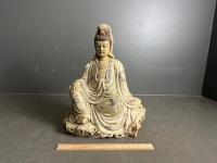 Heavy Stone Etched Asian Statue - 2