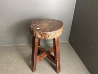 Antique Log Cabin Style Round Wooden Chair  - 2