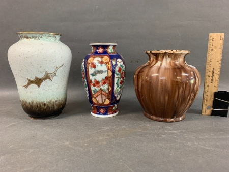 Vintage McHugh Drip Glazed Vase + Japanese Imari & German Vases
