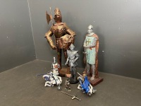 Big Lot of Knight Figurines - Includes 2x Large Knight Statues and 4x Small Knight Figurines - 3