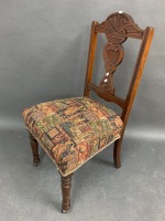 Antique Upholstered Bedroom Chair on Turned Front Legs with Original Castors - 2