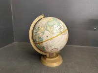 Office Desk Decor - Includes a Brass with a Green Shade  Desk Lamp and a World Globe - 4