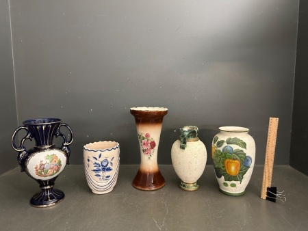 5x Mixed Collection of Different Sized and Coloured Vases