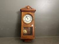 2x Antique Wooden Clocks - Includes 1x Coronet Series 200 Quartz Westminster Chime and 1x Battery Operated Clocks - Also Including 1x Bicycle Clock the Et Cie Paris - 2