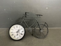 2x Antique Wooden Clocks - Includes 1x Coronet Series 200 Quartz Westminster Chime and 1x Battery Operated Clocks - Also Including 1x Bicycle Clock the Et Cie Paris - 4