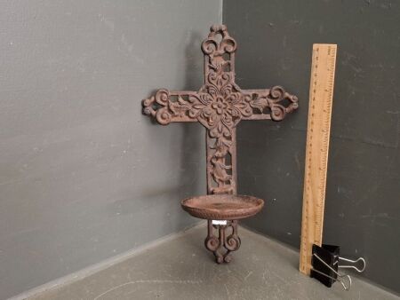 Cast Iron Cross Candle Holder