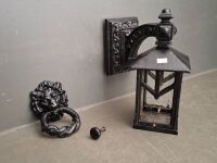 Cast Iron Metal Door Knocker and Outdoor Lantern - 2