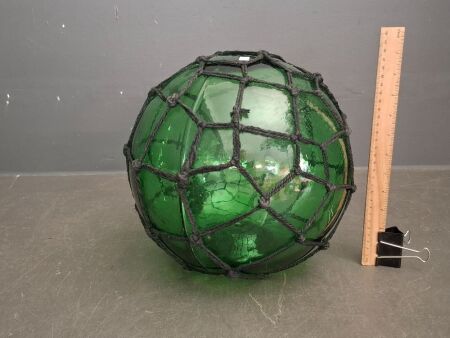 Green Glass Fishing Float with Rope - Originally From Horn Island