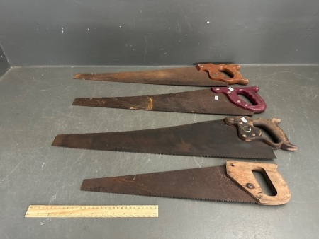 4 x Vintage Saws - 2 x Disston - 1 x Great Neck - 1 Unmarked