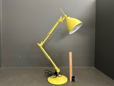 Yellow Adjustable Lamp - In Working Order With Globe