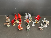 Large Lot of Red and White Ceramic Bird Figurines - 2