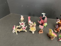 Large Lot of Stunning Pink and Multi Coloured Ceramic Bird Figurines - 2