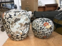 2 Chinese Ceramic Lidded Jars