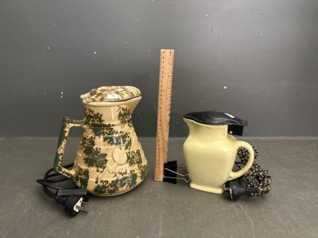 2x Vintage Kettle Jug both Includes the Cord - 1x Antique 1930s Vintage Kettle Jug Pitcher Nielsen Aussie Pottery - 1x Vintage Fowler Ware Electric Jug Australia