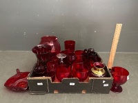 Large Lot of Red Glass