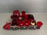 Large Lot of Red Glass - 2