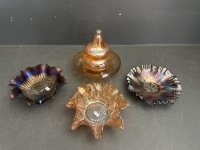 Carnival Glass Bowls & Jar - 2