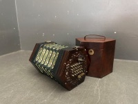 Antique 24 Buttin Concertina - By Louis Lachenal - C1860 - Includes Key - 3