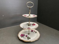 Large Lot of Floral Patterned Jugs Comes with a Beautiful Floral Cake Stand - 3