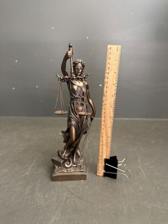 Lady Justice Holding a Scale and Sword - Resin Sculpture with a Bronze Finish