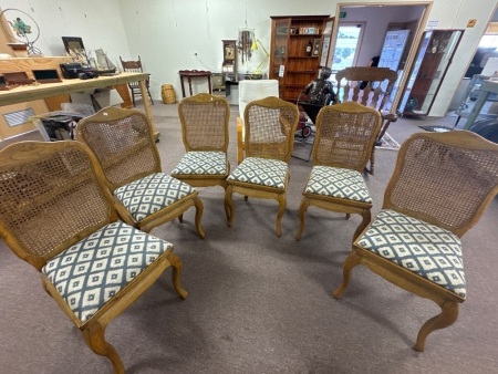 6 Cane Back Dining Chairs