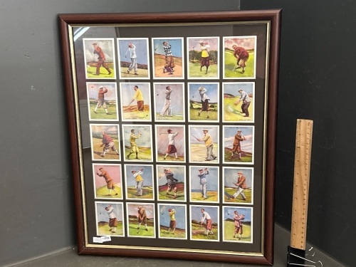 Framed Golf Themed Cigarette Cards authorized reproduction by Victoria Gallery