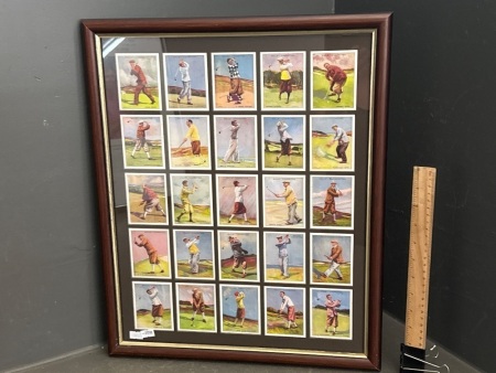 Framed Golf Themed Cigarette Cards