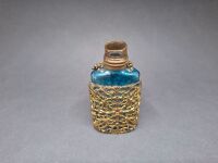 Antique Victorian Blue Glass Perfume Bottle Chatelaine - 3