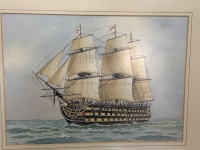 Two Original Water Colours of Frigates by Colin Ashford - 3