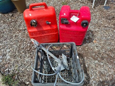 Boat Anchor and 2 Jerry Cans