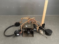 Antique Morse Code Machine - With Microphone and Headphones