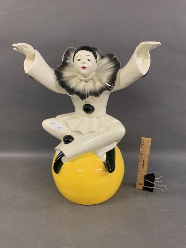 X-Large Ceramic Pierrot Clown Figurine