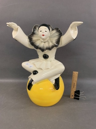 X-Large Ceramic Pierrot Clown Figurine