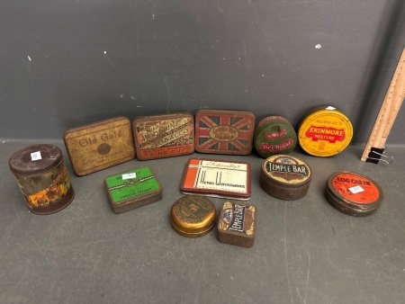 Large Lot of Antique Tobacco Metal Tins