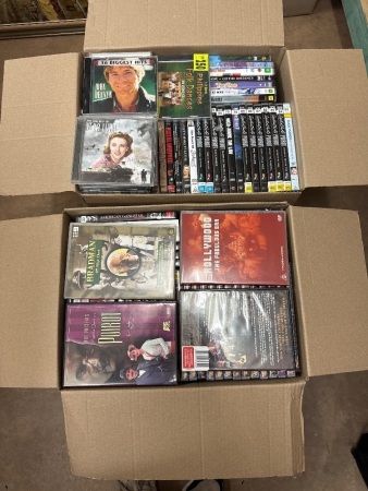 2 large boxes of DVDs