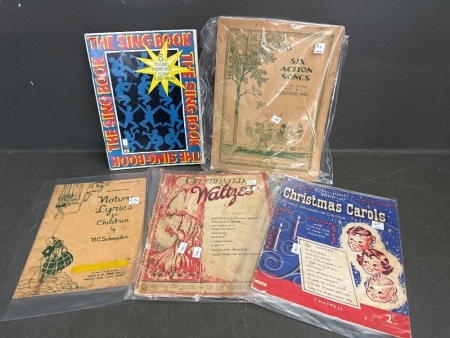 5x Antique And Vintage Lyric and Music Books