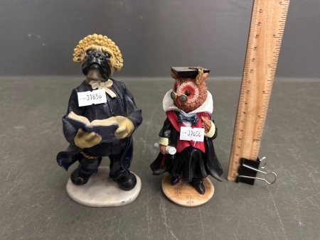 2x Animal Professor Figurines - 1x Tales of Honeysuckle Hill Safe Owl - 1x Pug Professor