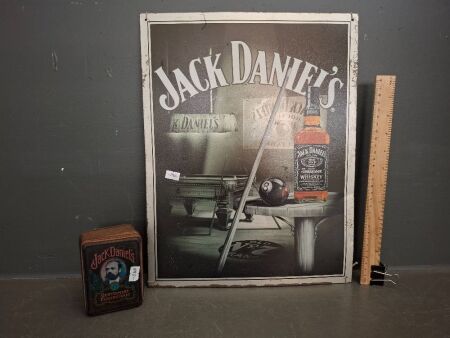 Vintage Metal Whiskey Jack Daniels Poster and Jack Daniels Gentlemen Playing Cards