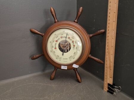 Vintage Stormy Rain Change Barometer Nautical Wheel - Made in West Germany