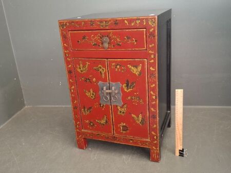 Vintage Chinese Butterfly Cabinet with Brass Handles