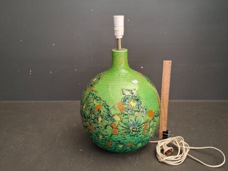 Mid Century Hand Painted Glazed Italian Lamp - Made in Italy