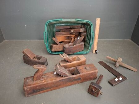 Collection of Wood Planers and Other Wooden Tools