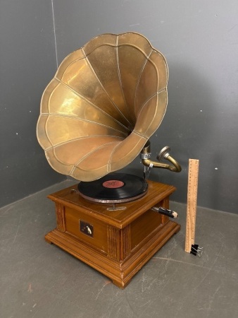 Vintage Brass Gramophone - HMV- His Masters Voice