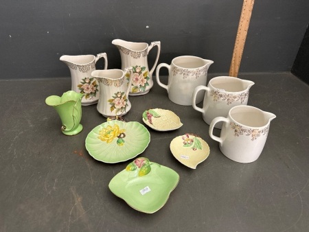 Large Mixed Lot of Floral Jugs and Saucers