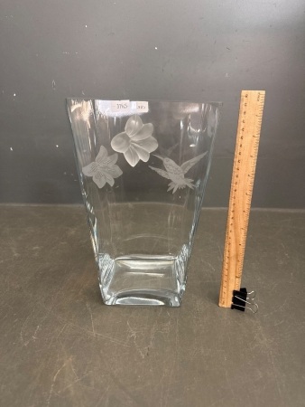 Heavy Quality Crystal Humming Bird Vase