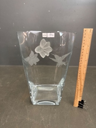 Heavy Quality Crystal Humming Bird Vase