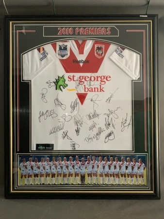 Framed & Signed St.George 2010 Premiership Jersey